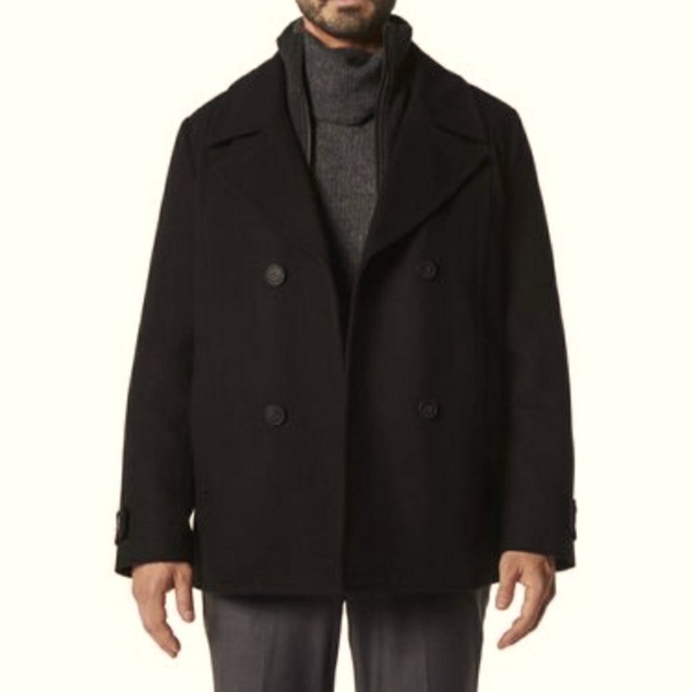 Andrew Marc Wool Blend Peacoat Men's L